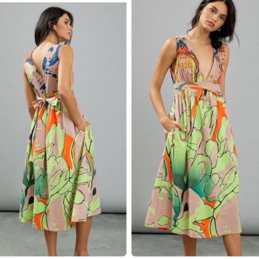Anthropologie nerida Roopa pemmaraju midi dress - Picture 2 of 9